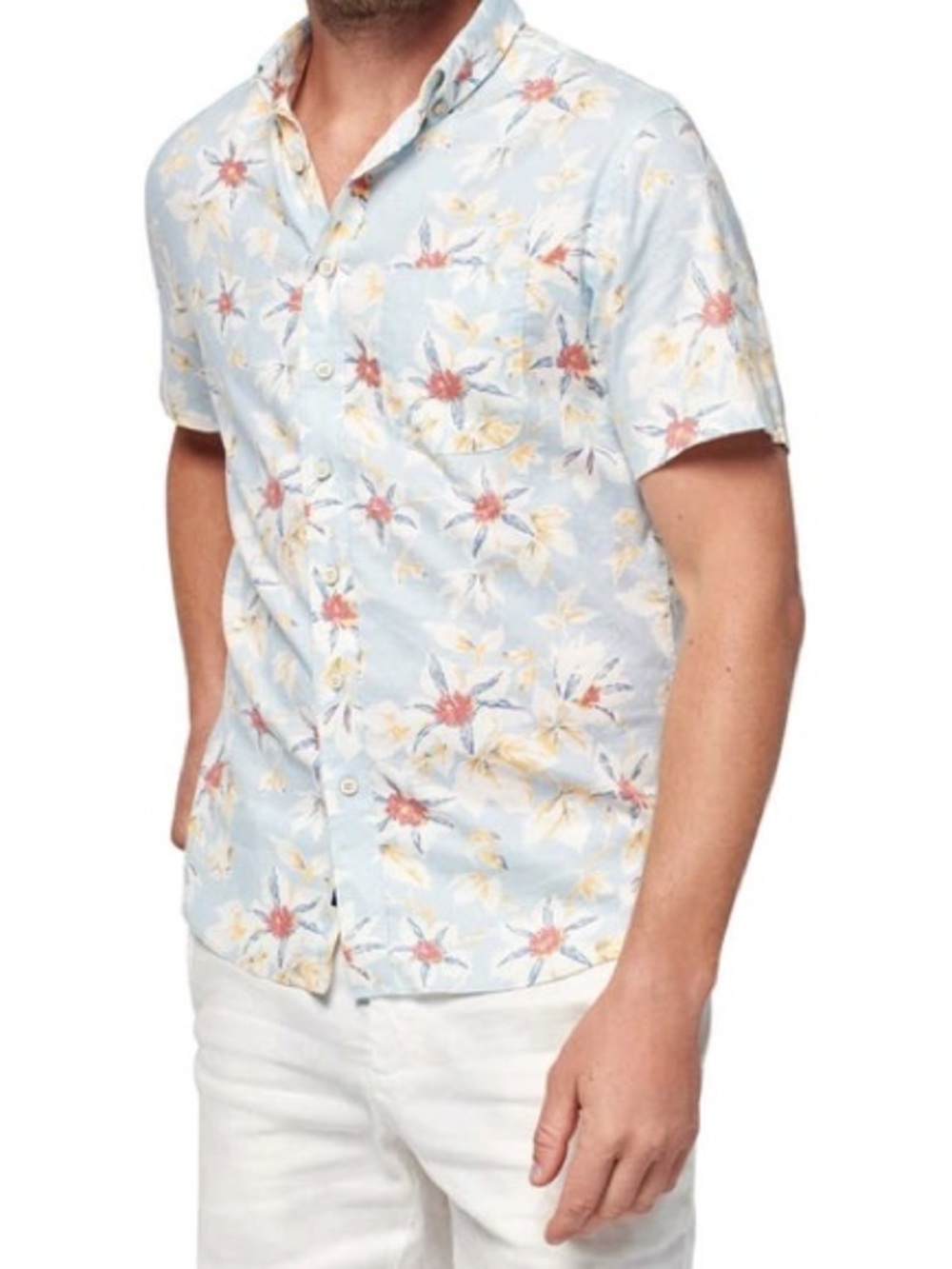 Faherty Breeze Short Sleeve Shirt Men’s Size Large Blue Tropical Hawaiian